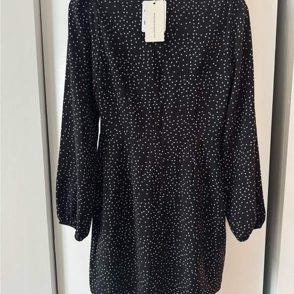Commense Black and White Polka Dot Long Sleeve Dress - Picture 6 of 6